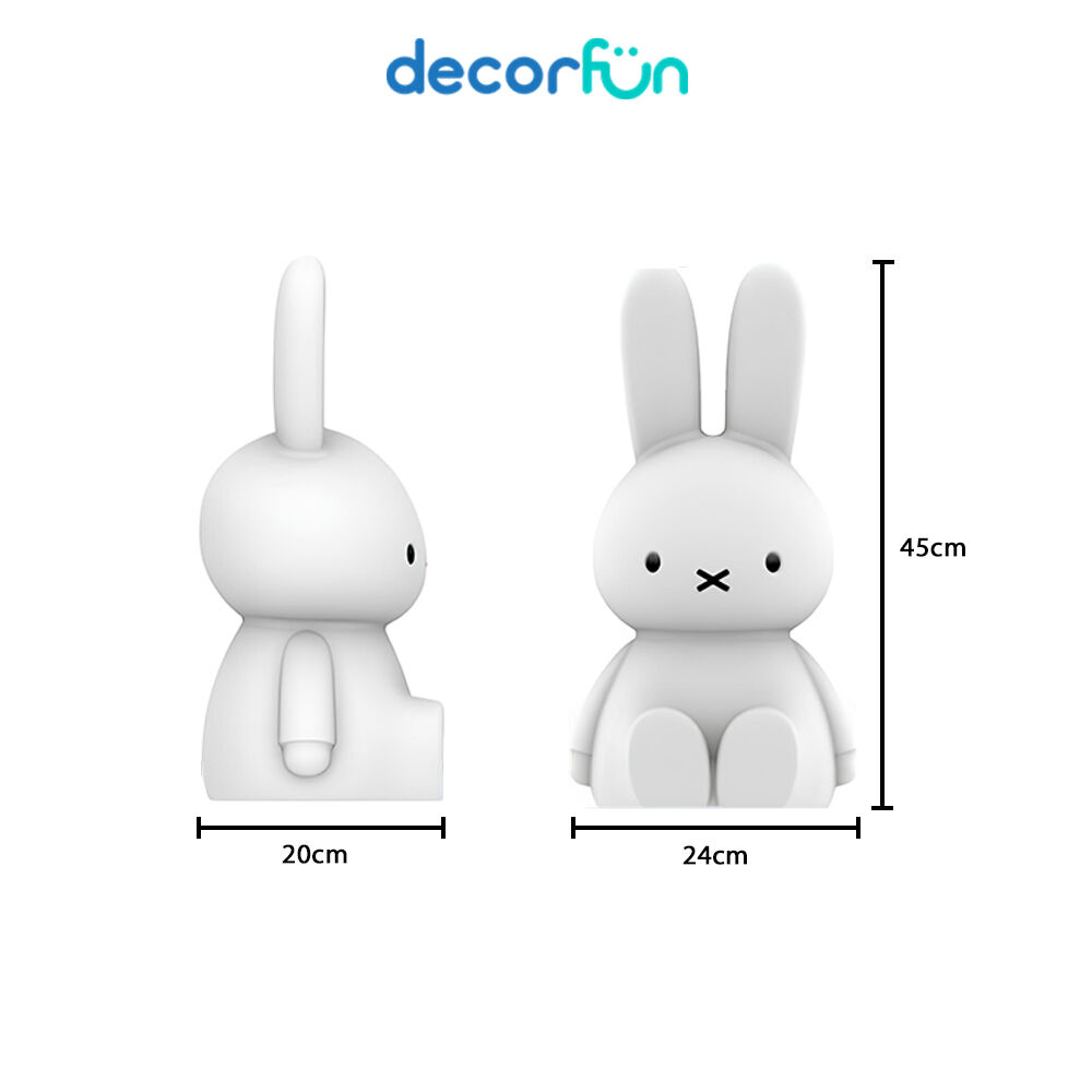 Luminária 3D Coelho 45cm Criativa Decoração Bivolt Branca - Miffy - Imagem 3