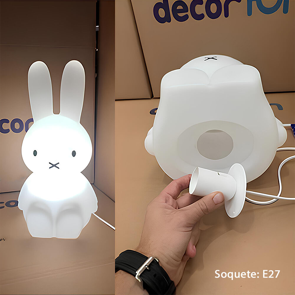 Luminária 3D Coelho 45cm Criativa Decoração Bivolt Branca - Miffy - Imagem 2