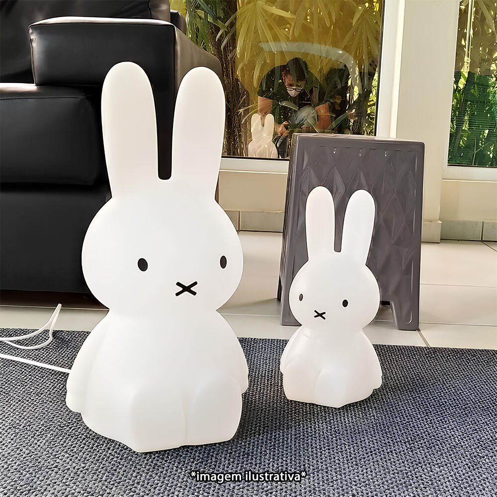 Luminária 3D Coelho 45cm Criativa Decoração Bivolt Branca - Miffy - Imagem 7