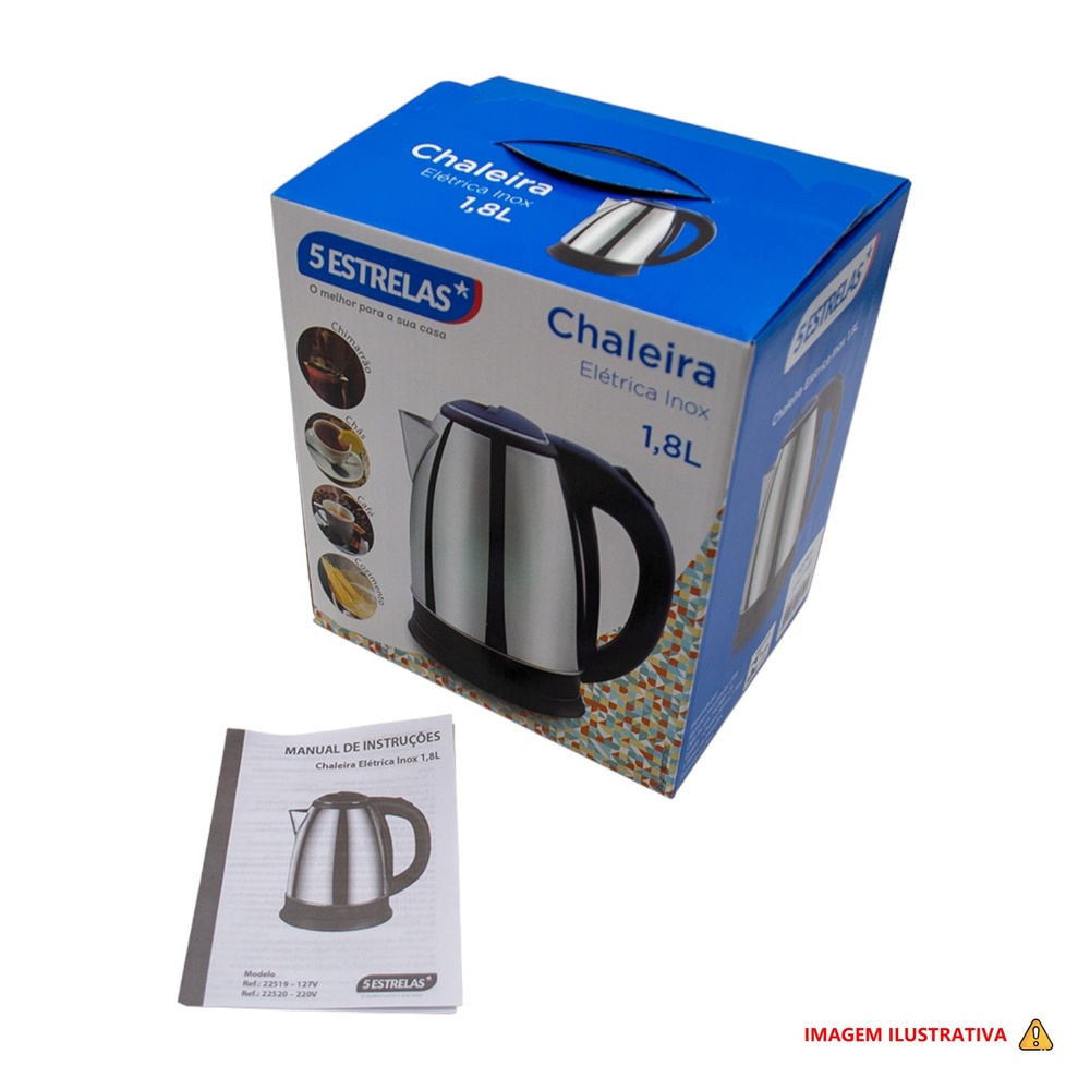 Chaleira Elétrica 1,8L em Inox Cinza 127v 1000w Rápida Fervura - Imagem 3