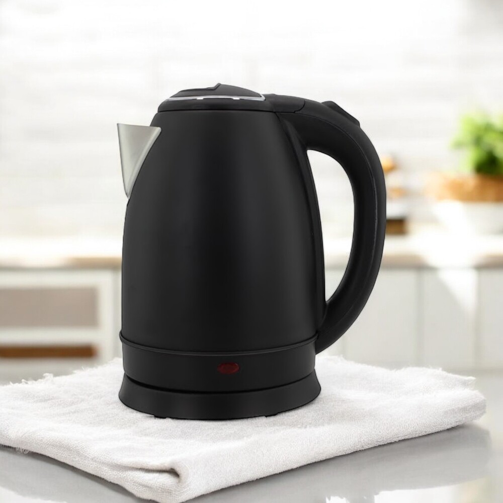 Chaleira Elétrica 1,8L em Inox Preta 127v 1000w Rápida Fervura
