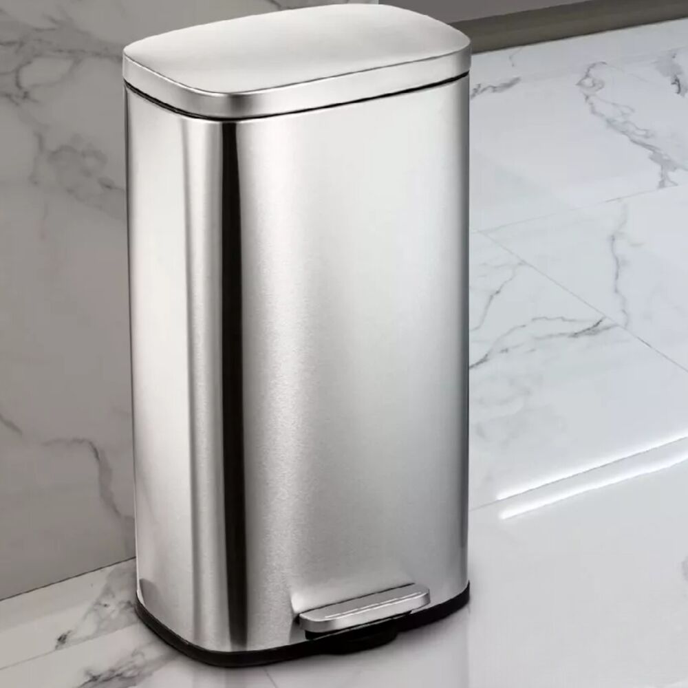 Lixeira Inox Retangular com Pedal 30L Acabamento Escovado - Mood - Imagem 2