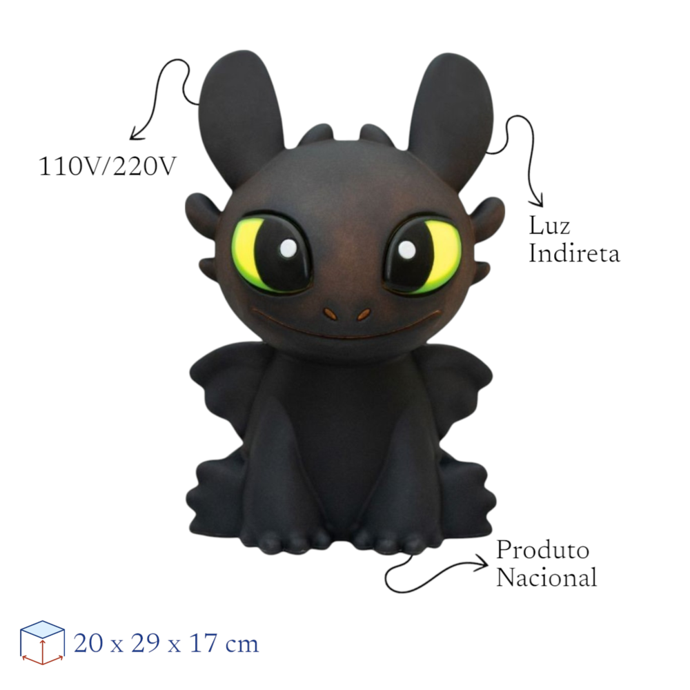 Luminária 3D Banguela Como Treinar o Seu Dragão 110/220V Oficial - Imagem 2