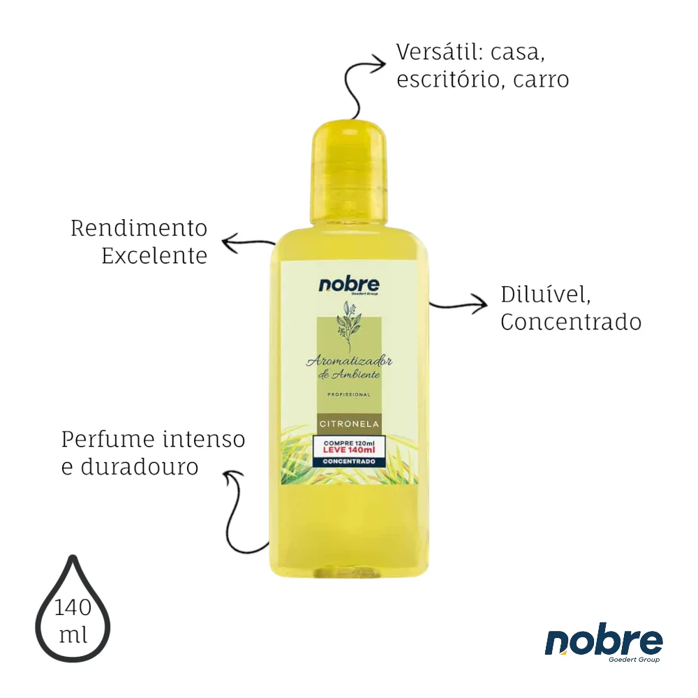 Aromatizante de Ambiente 140ml Nobre - Citronela Concentrado, Perfume Duradouro - Imagem 3