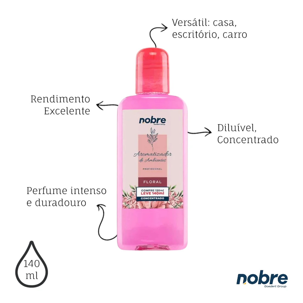 Aromatizante de Ambiente 140ml Nobre - Floral Concentrado, Perfume Duradouro - Imagem 3