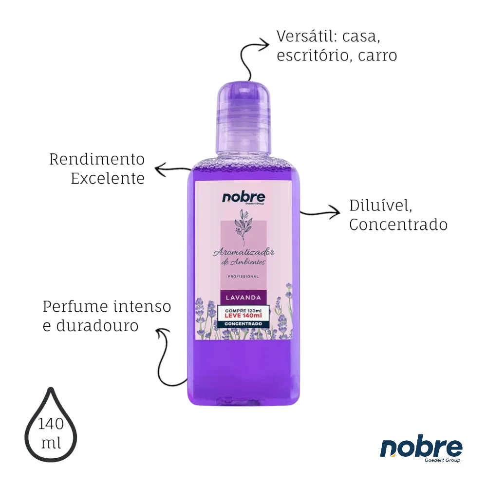 Aromatizante de Ambiente 140ml Nobre - Lavanda Concentrado, Perfume Duradouro - Imagem 3