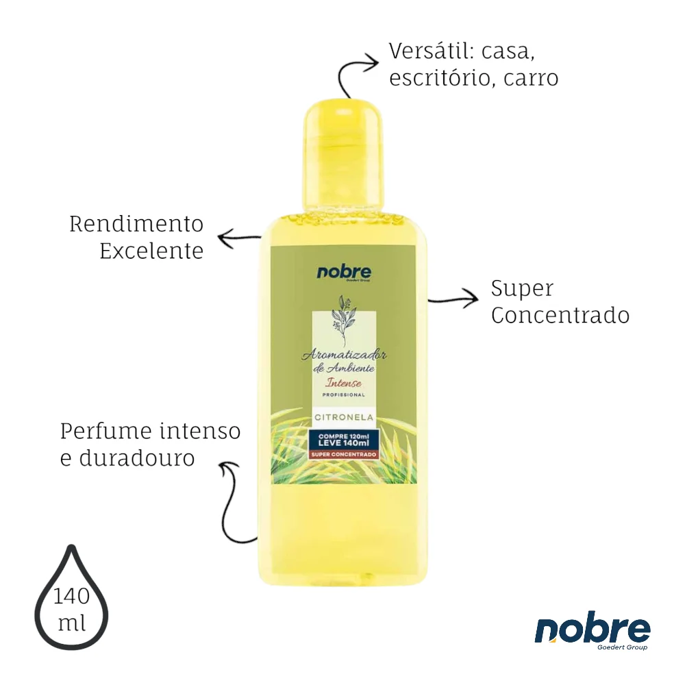 Aromatizante de Ambiente 140ml Nobre - Citronela Super Concentrado, Perfume Duradouro - Imagem 3