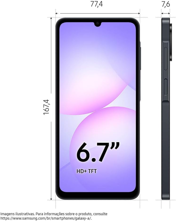Celular Samsung Galaxy A07 128GB, 4GB, Câm. 50MP, Tela 6.7"- Preto - Imagem 6