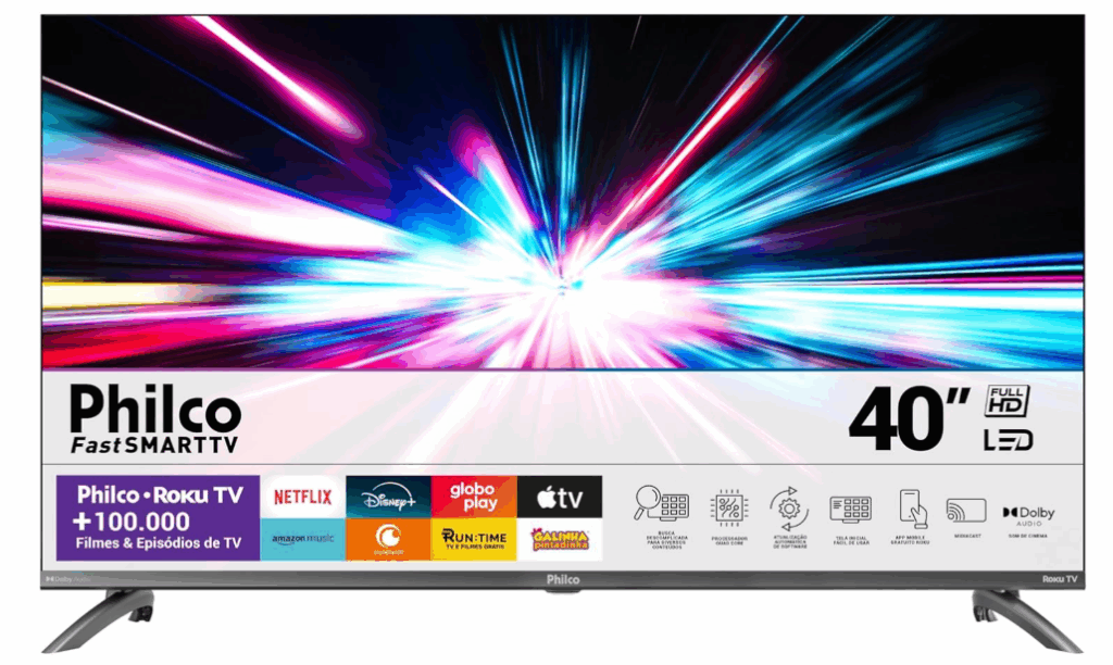 Smart TV 40” Philco Roku TV LED Dolby Audio PTV40M9GR2CGB