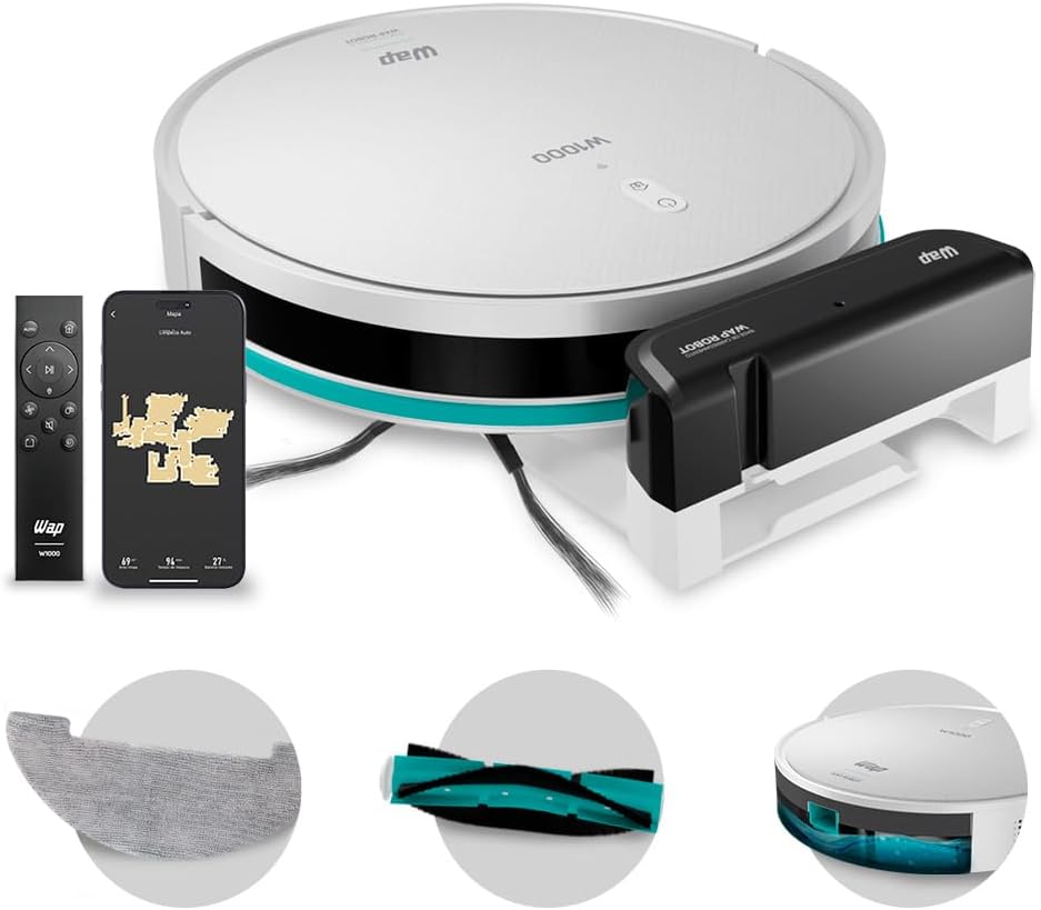WAP Robô Aspirador de Pó ROBOT W1000 Mapeamento de Tempo Real GYRO, Base de Carregamento, Compatível com Alexa e Google - Imagem 2