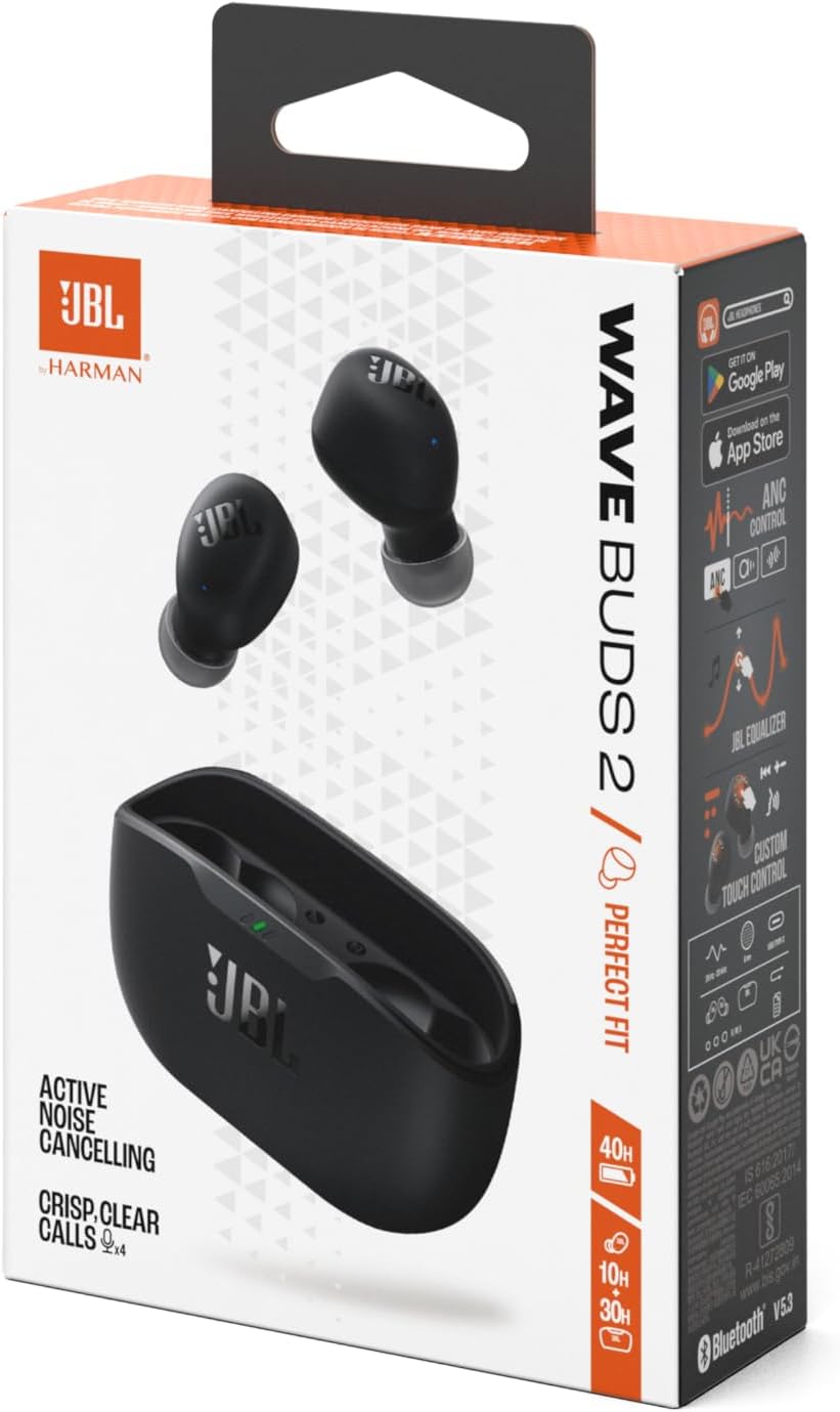 Fone de Ouvido Sem Fio, JBL, Bluetooth, Wave Buds 2, Intra Auricular, Sem Fio, Resistente À Água e Poeira - Preto - Imagem 6