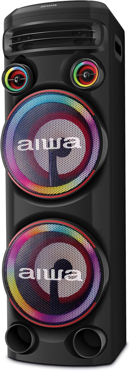 Torre de Som AIWA T2W-02 2300W 2Woofers10" Bluetooth RGB USB FM DJ - Imagem 3
